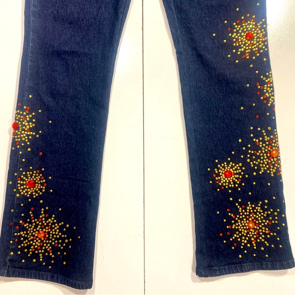 DG2 By Diane Gilman Vintage Y2K Retro High Rise Flare Bling Stud Jeweled Jean 14 - Picture 8 of 14